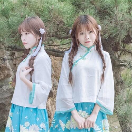 Hanfu Costume Dress Women Long Sleeve Oriental Chinese Traditional Fairy Princess Photography Skirts Cheongsam Qipao Tops