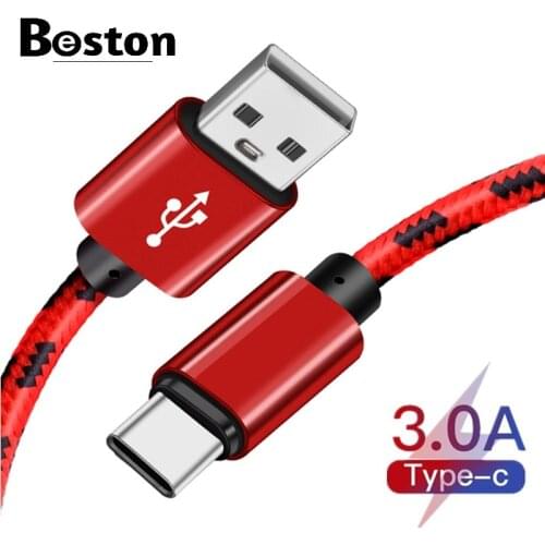 1m 2m 3mUSB Type C Cable For Samsung S20 S10 Plus Xiaomi Fast Charging Wire Cord USB-C Charger Mobile Phone USBC Type-C Cable 3m