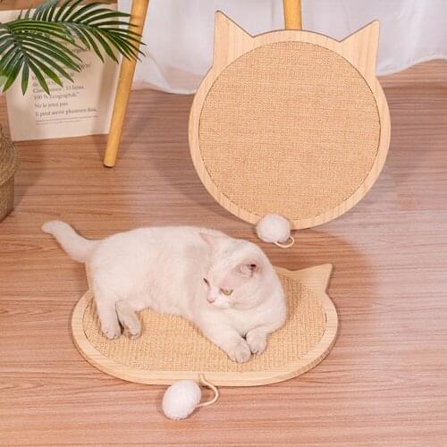 Sisal Cat Scratcher Board Scratching Post Mat Wall Mounted Scratcher Pad with Suction Cup Toy Solid Wood Natural Cat Claws Care