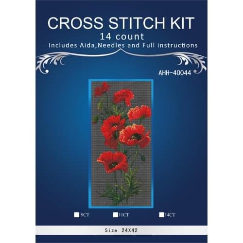 Red poppy flowers cross stitch package plant sets aida 18ct 14ct 11ct black cloth people kit embroidery DIY handmade