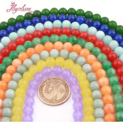 8mm Round Ball Beads Colorful Smooth Spacer Beads Stone for DIY Women Fashion Necklace Bracelets Earring Jewelry Making 15"