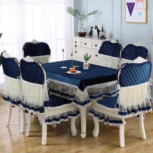Lace Dining Chair Cushion European Style Luxury Tassel Tablecloth Table Cover Family Table and Chair Protective Cover Dust Towel