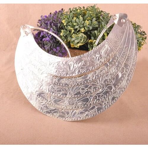 Miao ethnic handmade silver collar old seedling silver collar five layer flowers Collar Necklace1a