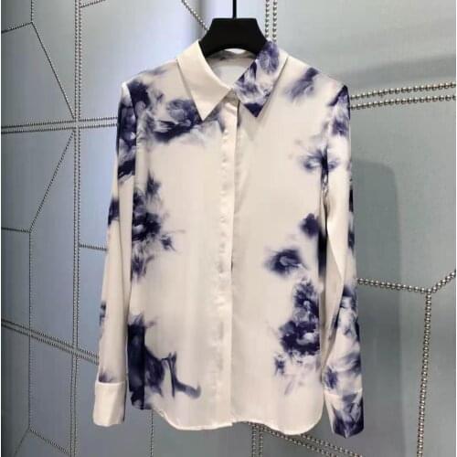 Spring Summer 2 2021 Pieces Runway Fashion Purple Flower Print Elegant Blouse + Long Pleated Skirt Holiday Sets