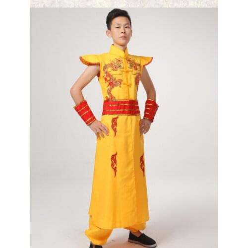Man Chinese Folk Dance China dragon costume male younger drum dance costumes Spring Festival stage performance clohtes