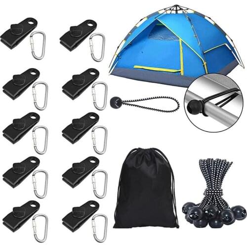 Outdoor Fixing Buckle Set Tarp Clips Set For Awning Camping Tent Windproof Clamp Set Survival Grommet Tent Clips Buckle