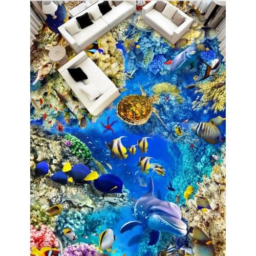 Beach floor murals in wall stickers Waterproof floor mural painting Custom Photo self-adhesive 3D floor