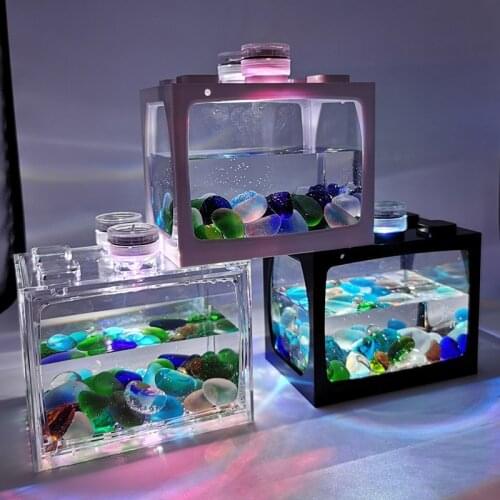 Desktop Aquarium Fish Tank With Light Battery Type Small Tank Aquarium Supplies