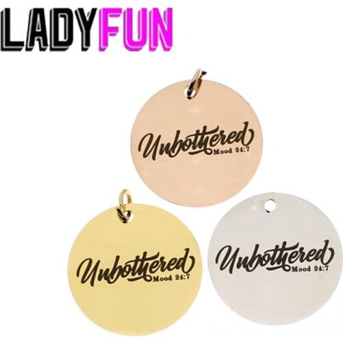 Unbothered Charm Stainless Steel Words Charms Unbothered Mood 24:7 Pendant Charms High Polish Mirror Surface Pendant 10pcs
