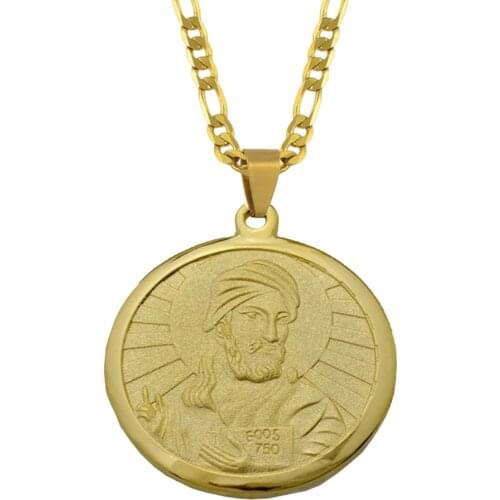 Anniyo Islam Shia Prophet Muhammad Imam Ali Images Pendant Necklaces for Women Men Gold Color Jewelry Arab