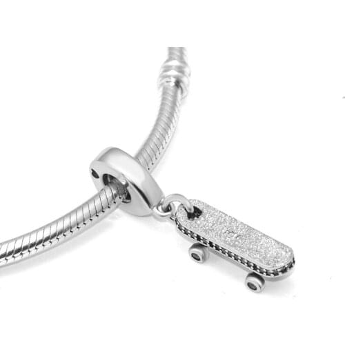 Fits Pandora Bracelet Charms Original 925 Sterling Silver Be Free Skateboard Dangle Beads DIY Jewelry Making Kralen Bijoux