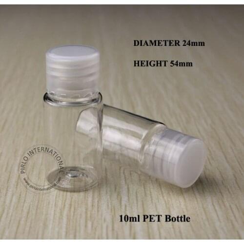 10ml Transparent Plastic Lotion Bottle With Stopper Insert Lid 10cc PET Cream Containers Bottles 50pcs/lot Free Shipping