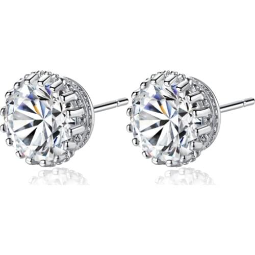 Luxury Female Crystal Zircon Stone Earrings Fashion Red Blue Jewelry Vintage Stud Earrings For Women