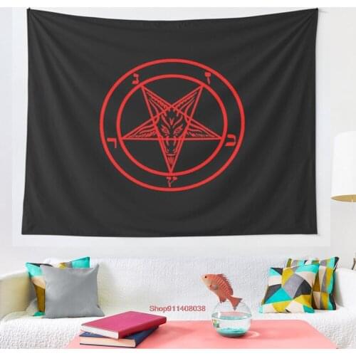 Inverted Pentagram with Baphomet Goat tapestry Psychedelic Colorful Wall Hanging Tapestries Dorm Wall Art Yoga Mat