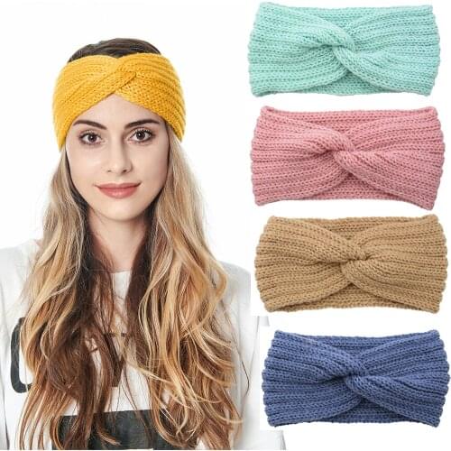 2020 Knitted Knot Cross Headband for Women Autumn Winter Girls Hair Accessories Headwear Elastic Hair Band Hair Accessories