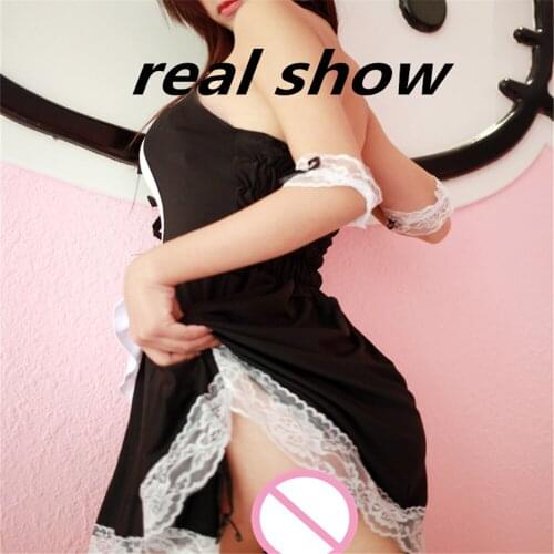 Women Sexy Lingerie Cosplay French Apron Maid Servant Sexy Costume Babydoll Dress Uniform Erotic Lingerie Role play