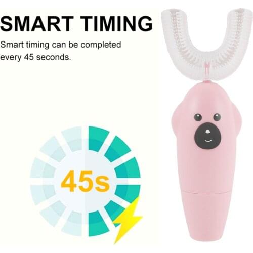 360 Degrees Sonic Automatic Children Teeth Cleaner U Type Electric Toothbrush IPX7 Waterproof Teeth Cleaning Battery Powered