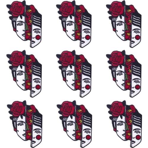 10Pcs/Set Punk DIY Embroidery Patches For Clothing Iron On Flower Embroidered Patch For Clothes Appliques For DIY T-shirt Badges