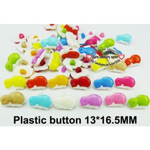 50PCS Rabbit animal shape Colors Dyed Plastic cartoons buttons coat boots sewing clothes accessory brand button P-243