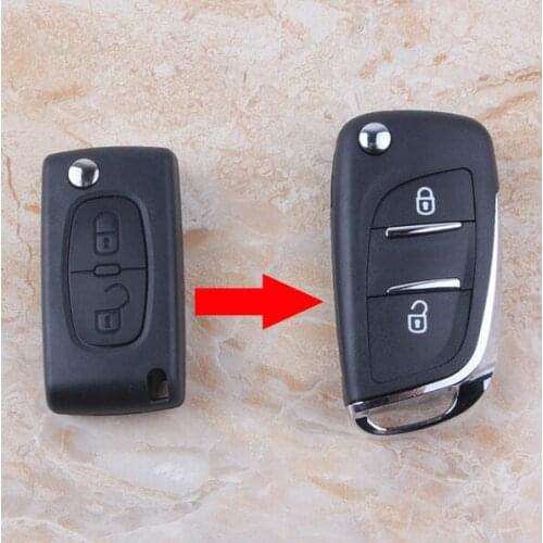 2 Button Replacement Modified Flip Folding Remote Key Shell Case For Peugeot 307 308 408 With HU83 Groove Blade CE0536