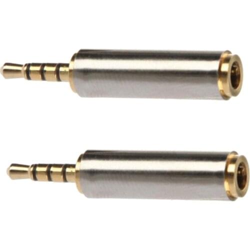 2 Pieces Headphone Adapter 2.5mm Male to 3.5mm Female Connector 2.5mm to 3.5mm Male to Female Jack Socket AUX
