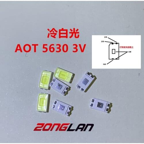 1000PCS For AOT LED LCD Backlight TV Application Middle Power LED Backlight 0.5W 3V 5630 Cool white LCD TV Backlight PT56WA1