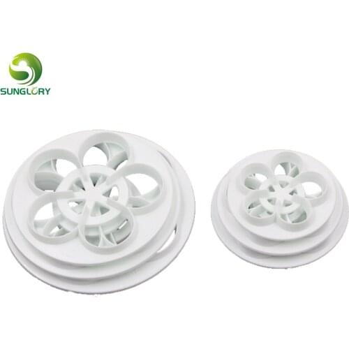 Cupcake 6PCS Plastic Gum Paste Flower Biscuit Mold DIY Sugarcraft Rose Flower Cookie Cutter Fondant Mold Cake Decorating Tools