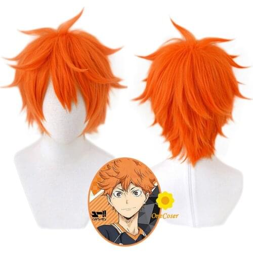 Anime Haikyuu!! Hinata Shoyo Cosplay Short Orange Wig Haikyu Heat-resistant Fiber Hair with Wig Cap Halloween Party Role Play