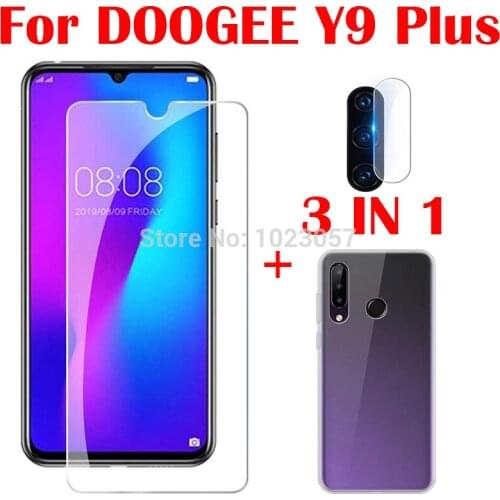 3-in-1 Case + Camera Tempered Glass On For DOOGEE Y9 Plus ScreenProtector Glass For DOOGEE Y9 Plus 2.5D Glass