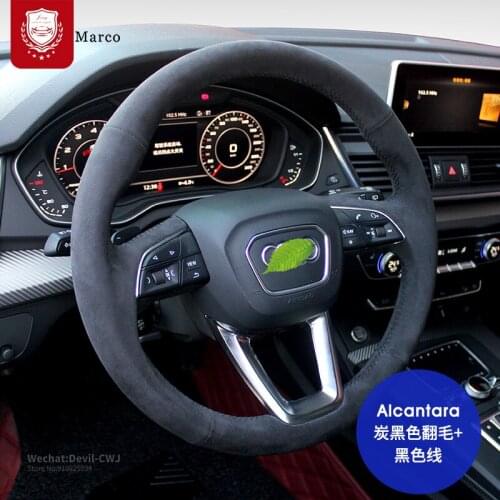 Steering wheel cover For Audi S3 S4 S5 S7 A5 A7 S6 A6 Avant Allroad SQ8 SQ2 RS5 RS7 Q5 Q6 Real Alcantara Car parts Auto interior