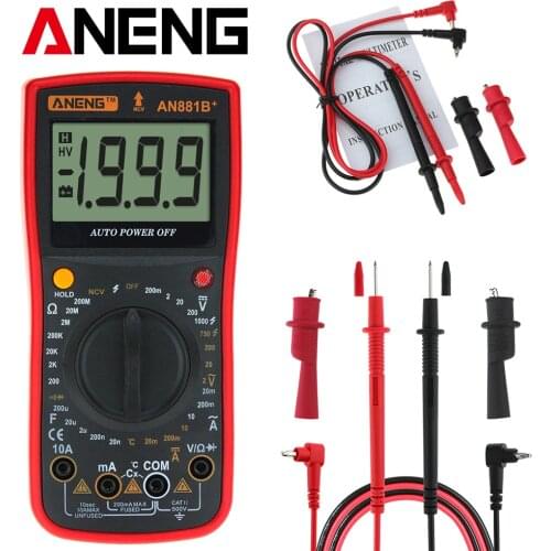 AN881B+ Digital LCD Multimeter NCV AC DC Auto Meter Tester Temprature Tester Instruments Electrical Inductance Test Multimetro