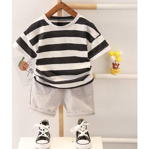 Kids Baby Boy Printing Strips T Shirt Shorts Summer Children Outing Clothes 2Pcs/sets Infant Kids Toddler Tracksuits 0-5 Years