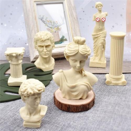 DIY Art Female Statue Venus Silicone Candle Molds Plaster Portrait Mould Sculpture Mold Candle ice cake chocolate Making Mould