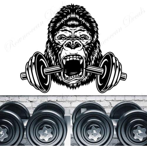 Gorilla Bodybuilder Gym Sign Fitness Wall Decals Vinyl Interior Home Decor Wall Sticker Removable Mural Kids Room Murals 4661