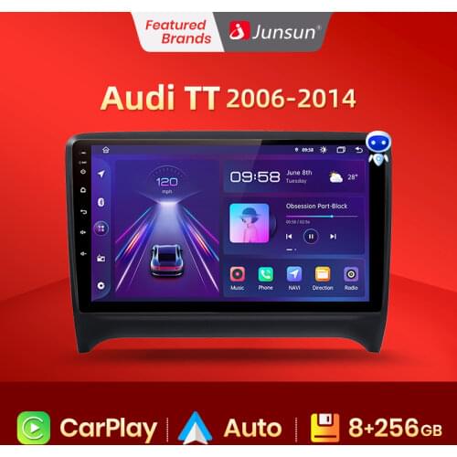 Junsun V1 Android 10.0 DSP CarPlay Car Radio Multimedia Video Player Auto Stereo GPS For Audi TT MK2 8J 2006 - 2014 2 din dvd