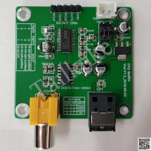DIR9001 Module Coaxial / Fiber Optic Reception SPDIF to I2S Output 24bit 96khz