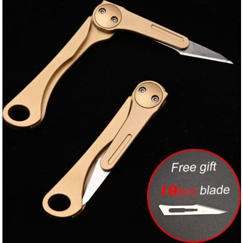 2020 Brass Mini Folding Knives Outdoor Portable Removable EDC Pocket Knife Self Defense Survive Gadget Box Letter Peeling Opener
