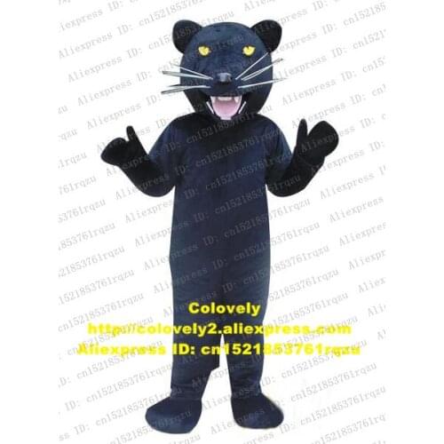Feral Black Leopard Panther Pard Cheetah Mascot Costume Cartoon Character Mascotte Adult Yellow Small Eyes Long Beard No.zz2169
