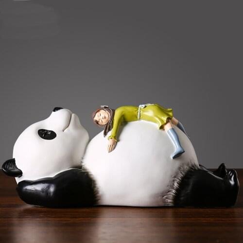 CUTE LAZY FAT PANDA RESIN HOME SCULPTURE DECORATION FUN BIG BELLY PANDA ART ORNAMENTS