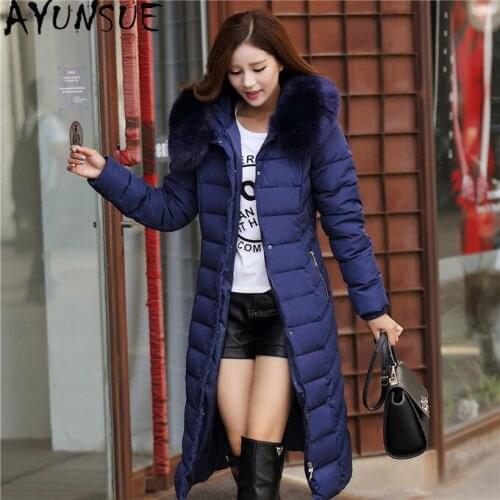 AYUNSUE Fashion High Quality Womens Winter Jacket Slim Hooded Womens Parks Down Cotton Female Jackets Mujeres Abrigos Zjt329