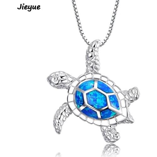 Fashion Animal Turtle Necklace & Pendants Bright Colors Blue Opal Tortoise Necklaces For Women Sea Jewelry Christmas Gifts