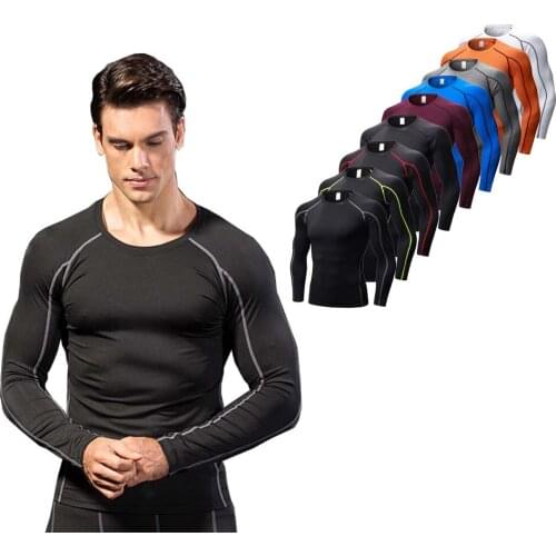 Men Gym Shirts Long Sleeve Plus Size Fitness Clothing Quick Dry Exercise Tights Running Sport Tops Tee Male Elastic Sportswear