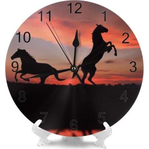 Horse 25CM Big Round Wall-Clocks Decor Numeral Digital Dial Mute Silent Digital Clocks Battery Operated Clocks Living Room Wall