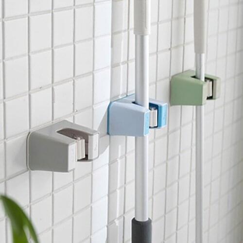 Household Bathroom Traceless Punch-free Mop Rack Strong Wall-mounted Mop Holder Broom Mop Storage Rack Bathroom Accessories