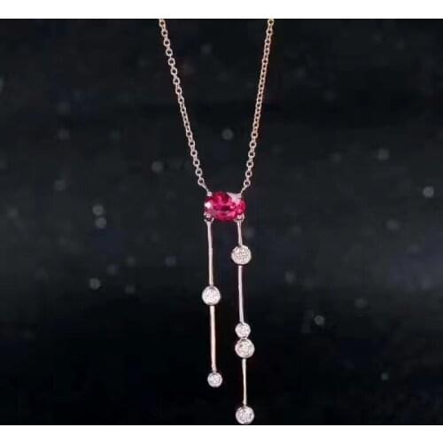 Natural red garnet Necklace natural gemstone trendy tassel curtain slim Pendant Necklace S925 silver women party wedding Jewelry