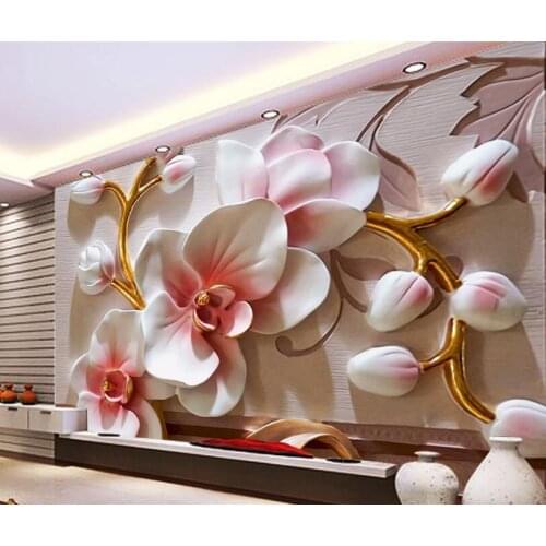 CJSIR Custom Photo Wallpaper Mural 3D Phalaenopsis Embossed Background Wall Modern Minimalist Flower Decorative Painting Decors