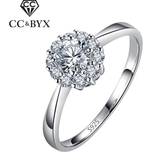 Silver plated engagement rings for women cubic zirconia ring 2016 fashion jewelry for women bijoux femme wholesale CC016