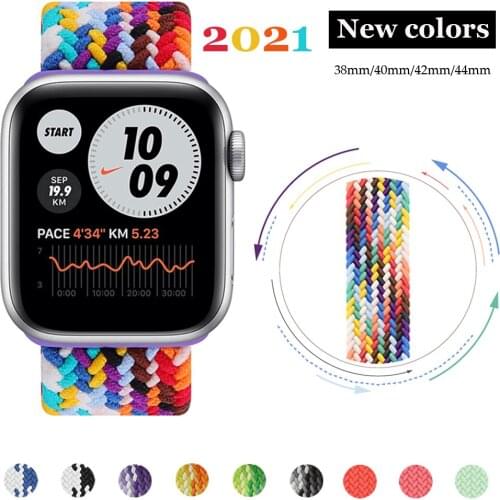 Nylop Loop strap For Apple watch band 44mm 40mm iWatch band 42mm 38mm Solo Elastic Braided bracelet for apple watch 6/SE/5/4/3/2