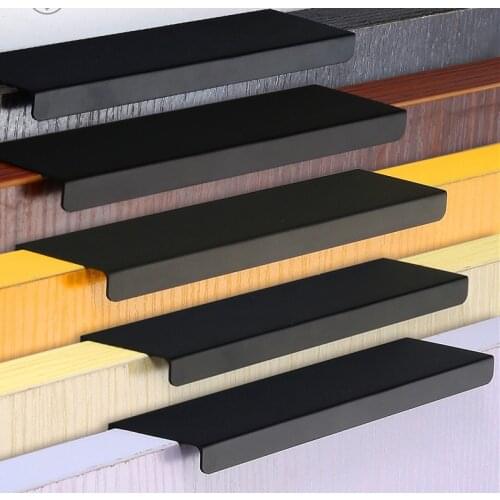 80-400cm cabinet door edge handle wardrobe drawer black brushed brass color furniture handle kitchen cabinet pull handle