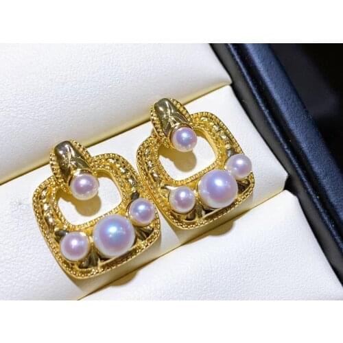 Retro simple atmosphere multi-bead pearl earrings